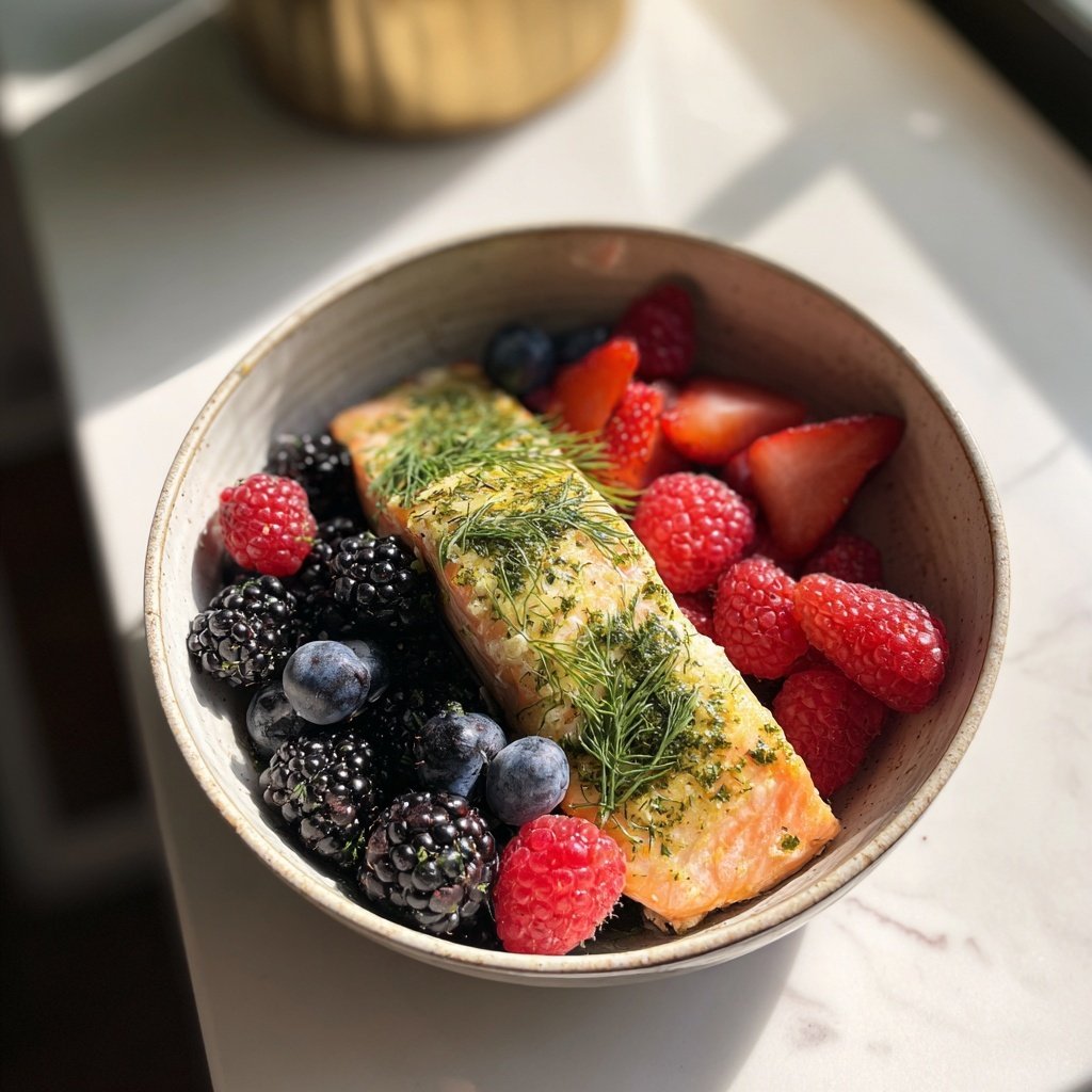 Lemon-Dill Salmon Berry Bowl